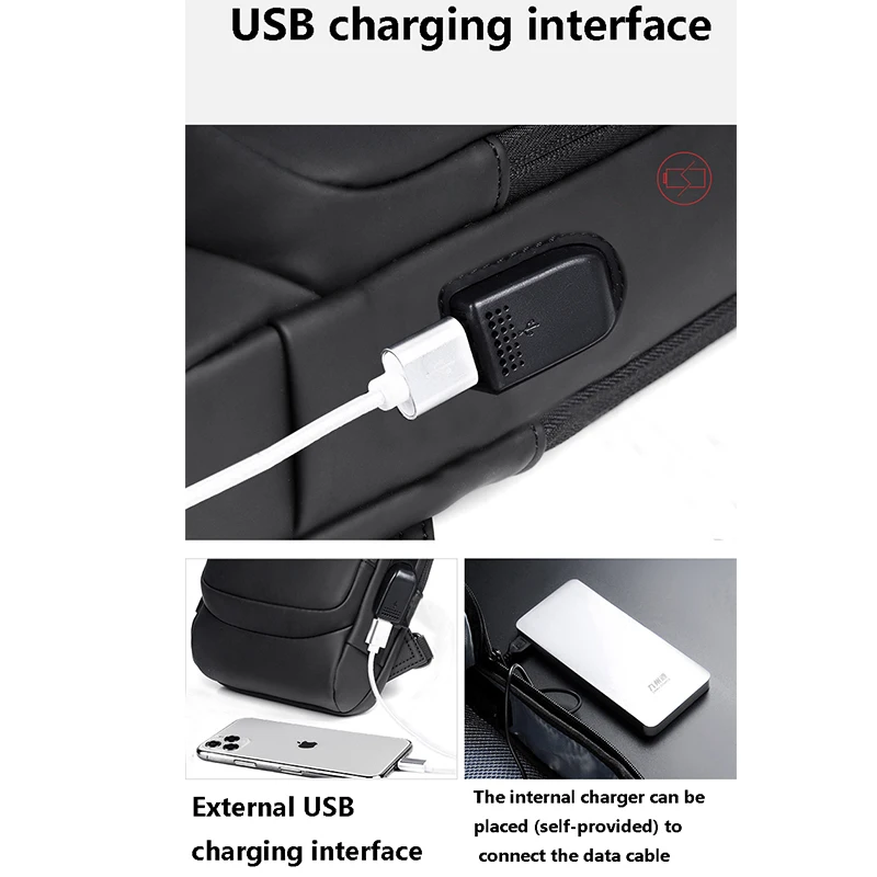 남자의 다기능 도난 방지 USB 숄더 가방 남자 크로스 바디 크로스 바디 여행 슬링 가슴 가방 팩 메신저 팩 남성용