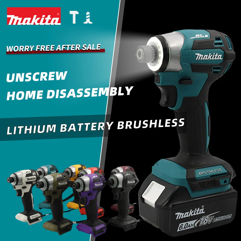 ใหม่ Makita DTD173 18V ไดร์เวอร์กระแทกไร้สาย 180 N.M สว่านไขควงไฟฟ้าแบบไม่มีแปรง LED Light Multi-Function ในครัวเรือน To