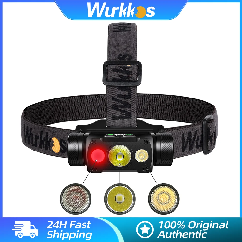 Wurkkos HD50 21700 Fishing Flashlight 4000LM IP67 Headlamp EDC Camping Hiking LED Lights XHP50.3 HI+LH351D+660nm Magnetic Tail