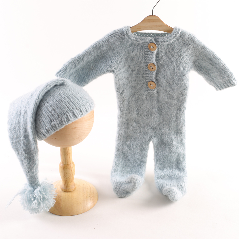 Винтажный трикотажный растягивающийся мохеровый новорожденный Рождественский комплект детской фотографии реквизит для новорожденных