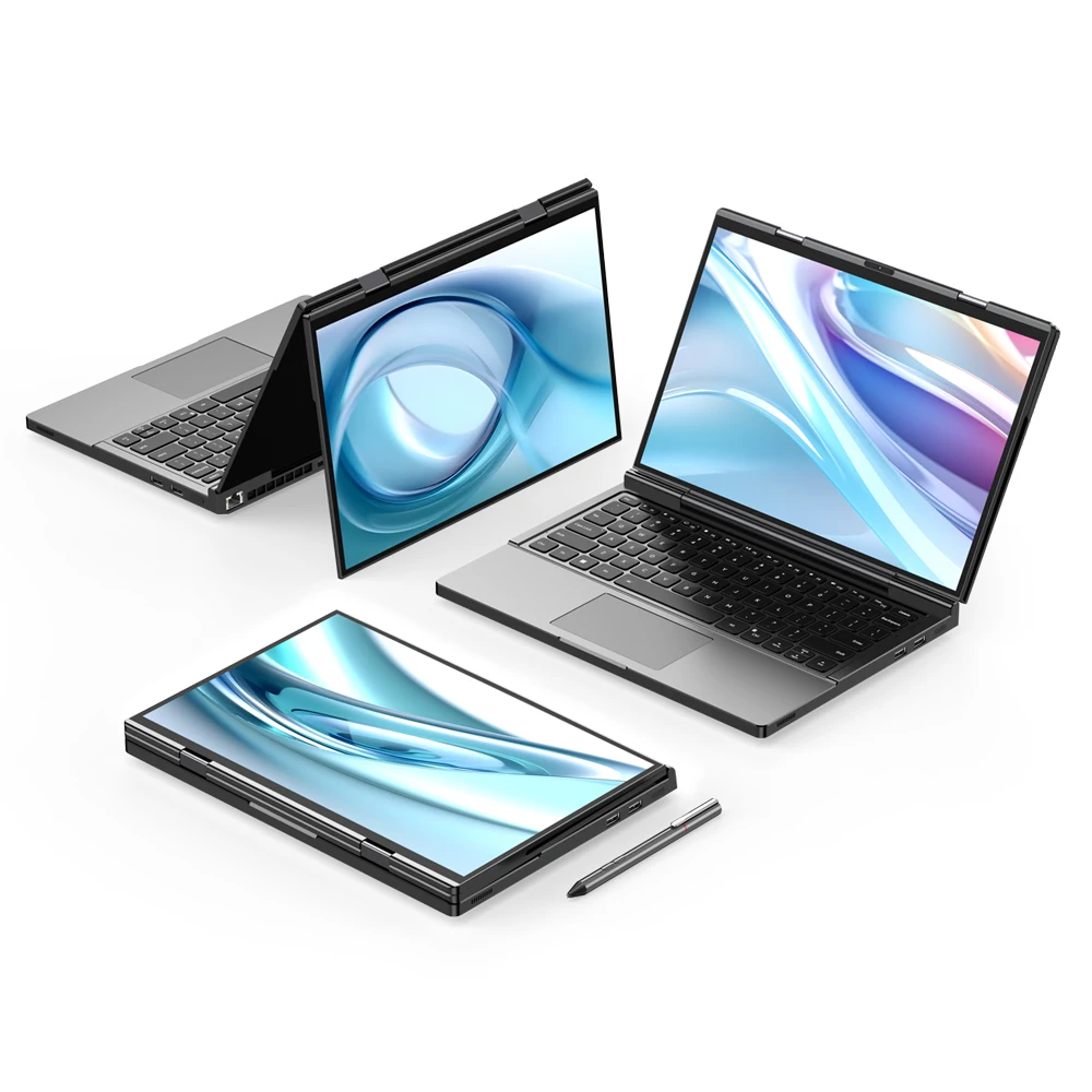 GPD DUO mini PC 13 Inch Dual Touch Screen AMD AI 9 HX 370 Processor Can be flipped 180 64GB RAM 2TB SSD Portable Business Laptop