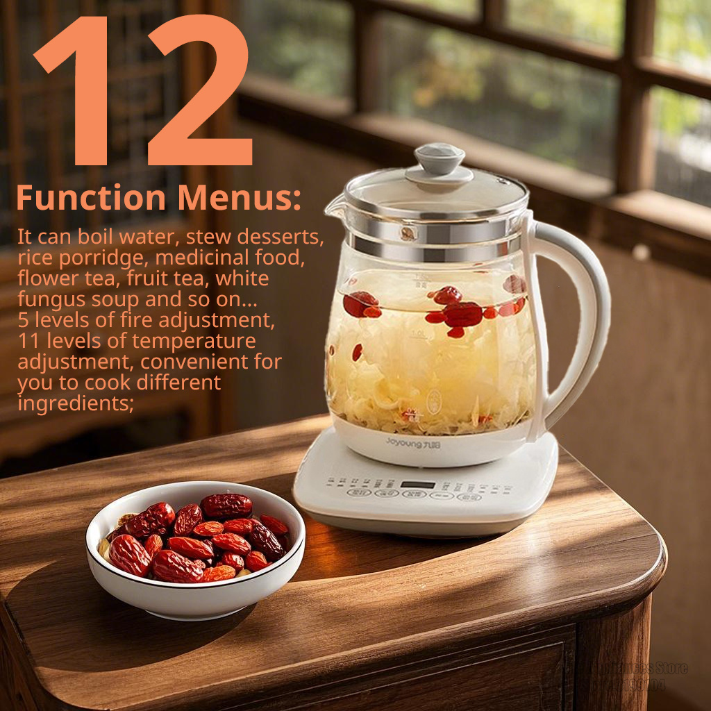Joyoung-hervidor eléctrico de 1,5 l, olla de salud multifunción para el hogar, potencia de fuego ajustable, temperatura, té, postre, sopa DGD1506BQ