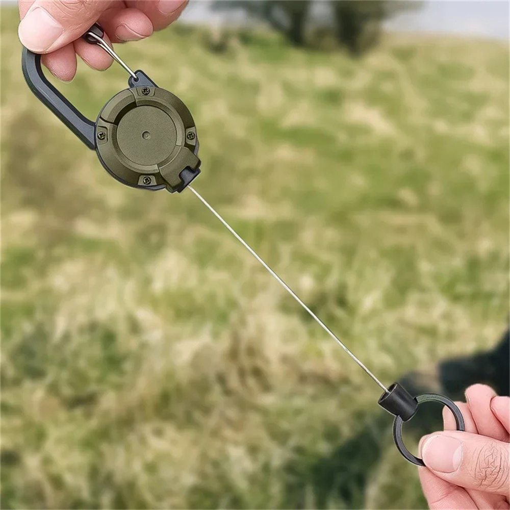 Heavy Duty Retractable Keychain Badge Reel Clips With Steel Wire AntiTheft Easy-To-Pull Buckle Rope Elastic Keychain For Camping