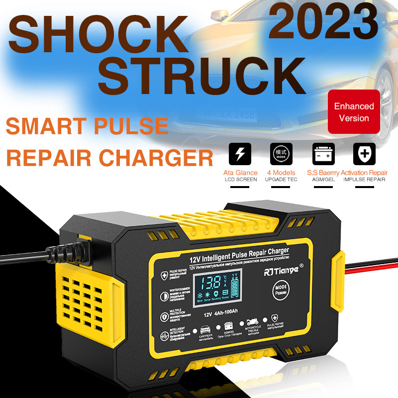 Ładowarka samochodowa 12V 6A Pulse Repair LCD Display Smart Fast Charge AGM Deep Cycle GEL Lead-Acid Charger For Auto Motorcycle