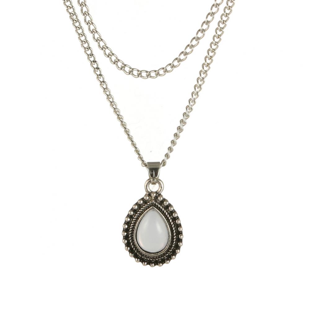 Vintage Anhänger Halskette Halsreif Wasser tropfen geformt Opal Doppels chicht Frauen Schmuck