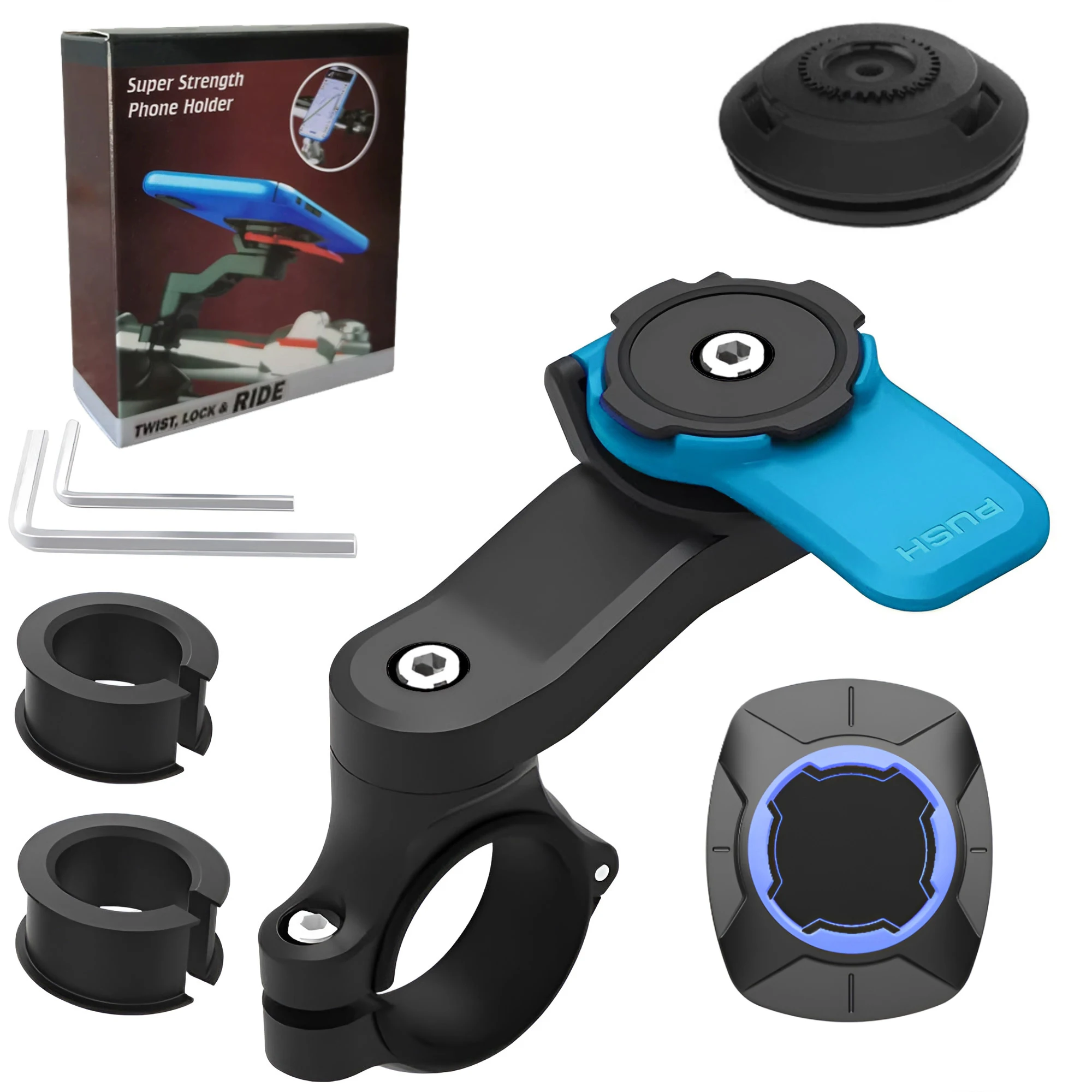Suporte de telefone para motocicleta, suporte antivibração para celular de bicicleta com amortecedor de vibração, fixação/desembaraço de liberação rápida