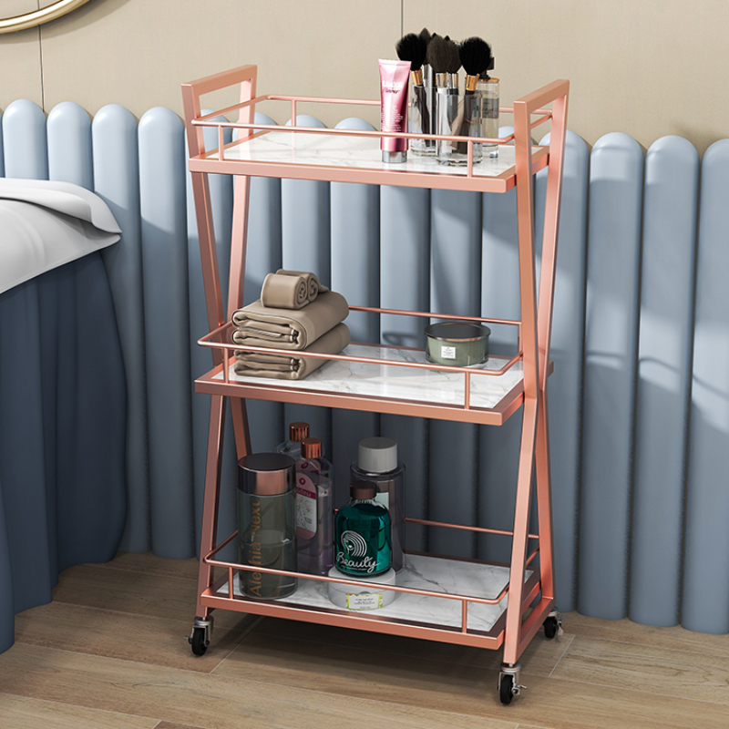 Gold Hairdressing Trolley, Creative 3-Layer Tool Cart, Thick Iron Trolley, Barbershop Storage, Stylish Salon Organizer