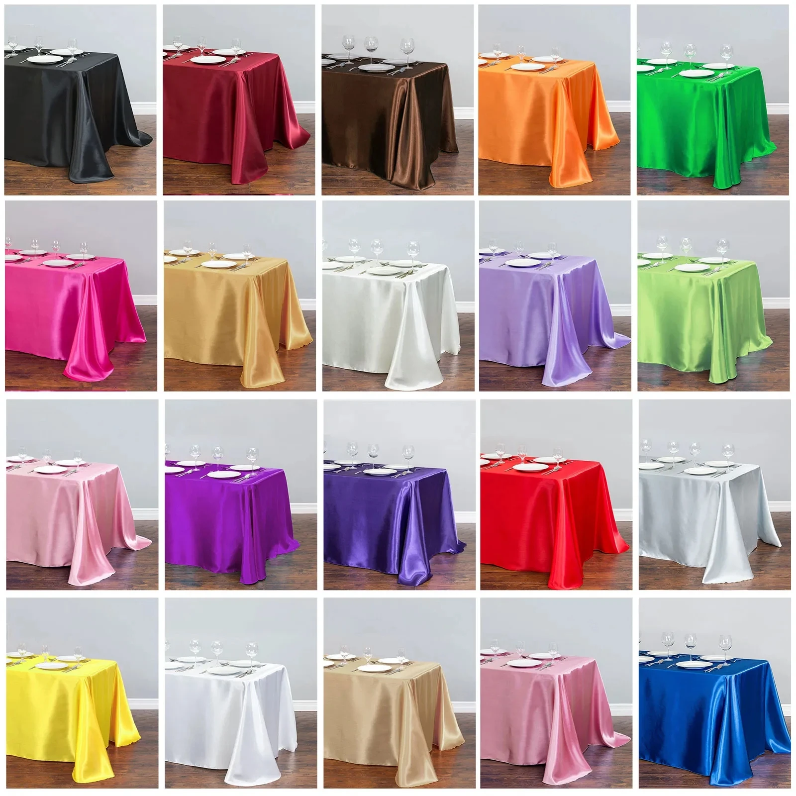 Mantel de satén, cubierta de mesa superpuesta para cumpleaños, boda, banquete, restaurante, Festival, suministro para fiestas