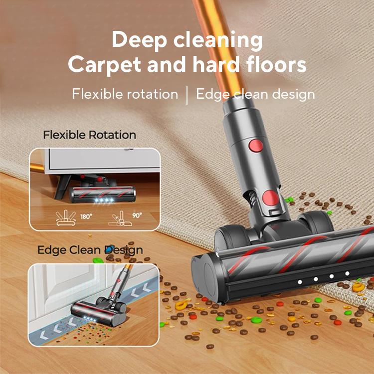 Aspirateur sans fil Laresar V7, 500W, puissance d'aspiration 50KPA, déterminer les appareils ménagers intelligents, tasse à poussière perfecBattery