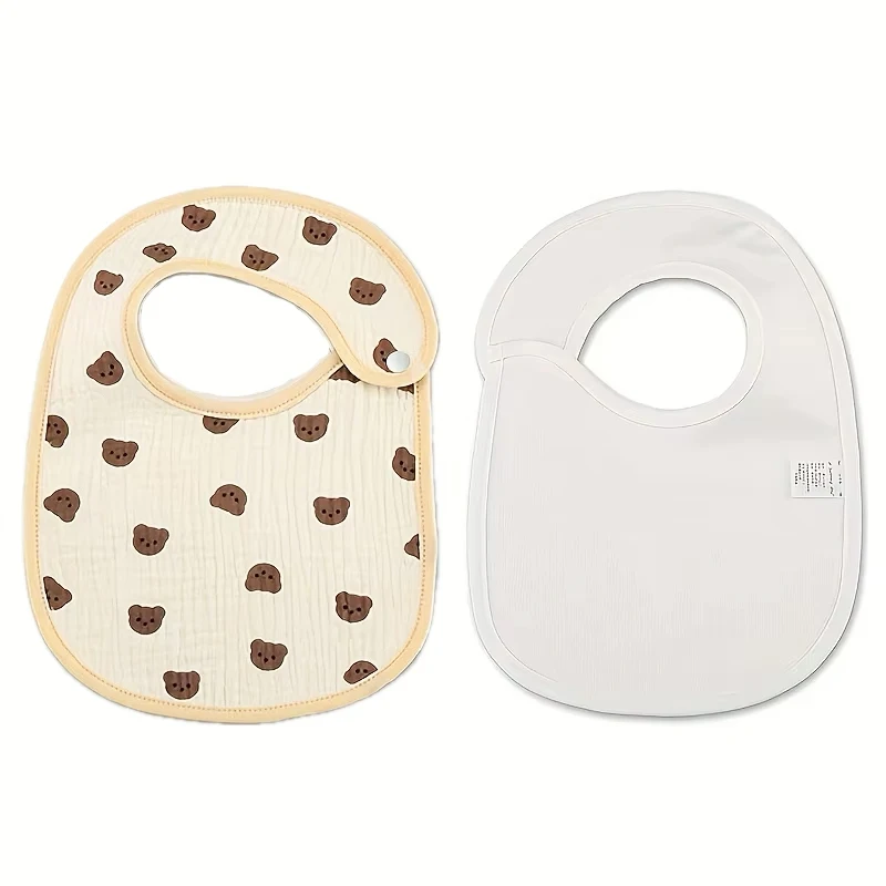 Babadores de gaze de algodão para bebês recém-nascidos, 2 peças, à prova d'água, infantil, meninos, meninas, panos de arroto, cachecol estampado, toalha de saliva, material de alimentação