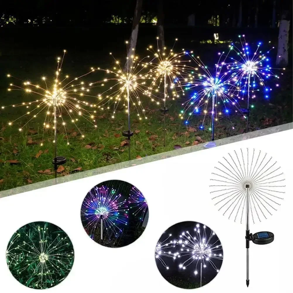 Lampe LED Solaire en Forme de enquêter d'Artifice Imperméable pour Décoration de Jardin, Luminaire Décoratif d'Extérieur, Idéal pour une Pelouse ou un Paysage