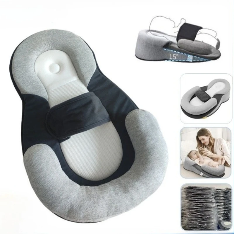 Cuscino per inclinazione per bambini di grado medico 100% cotone Cuneo per allattamento a forma di U Anti-riflusso Supporto per l'alimentazione Prevenzione dello scuppo (0-12M)