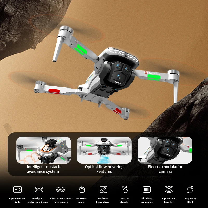 2025 Novos drones M3 GPS 8K profissionais HD 360 °   Câmeras duplas 5G WIFI motores sem escova para evitar obstáculos brinquedos quadricópteros dobráveis