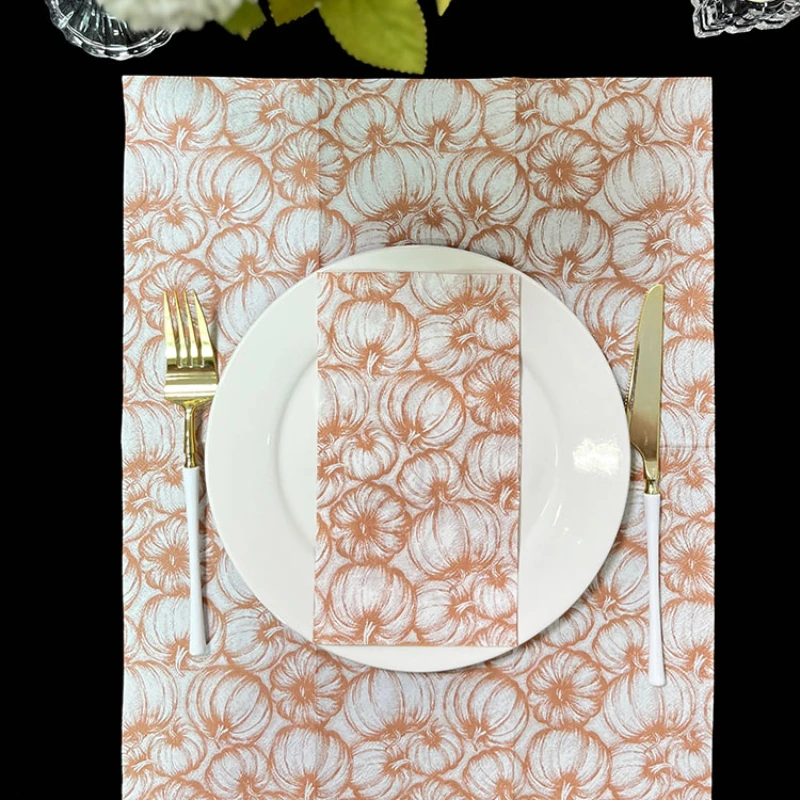 20 pz 33*40cm autunno zucca stampa tovaglioli decorazione festa del ringraziamento tovaglioli di carta colorati fai da te farfalla osso carta
