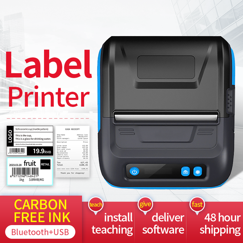 Milestone 80mm Mobile PortableThermal Direct Label Printer Bluetooth Pocket Printer Receipt 2 in  APP Android IOS Mini Printer