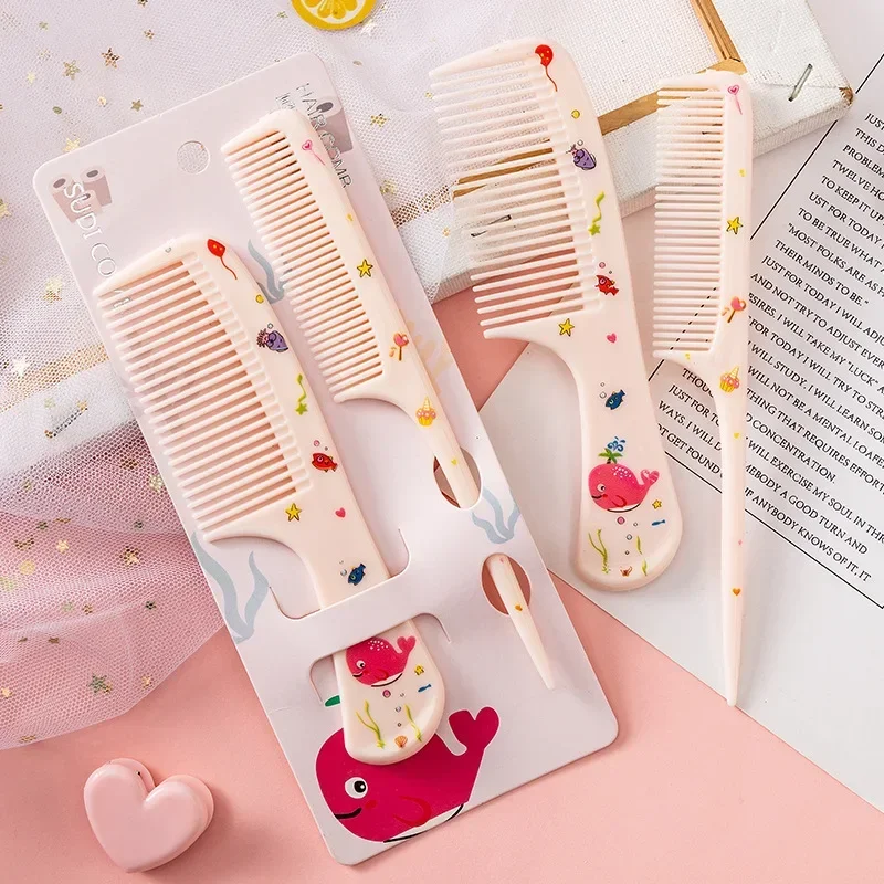 2 unids/set lindo peine de peluquería para niños peine de cola puntiaguda antiestático para niñas pelo de fruta de fresa Cmb peine de pelo para niños