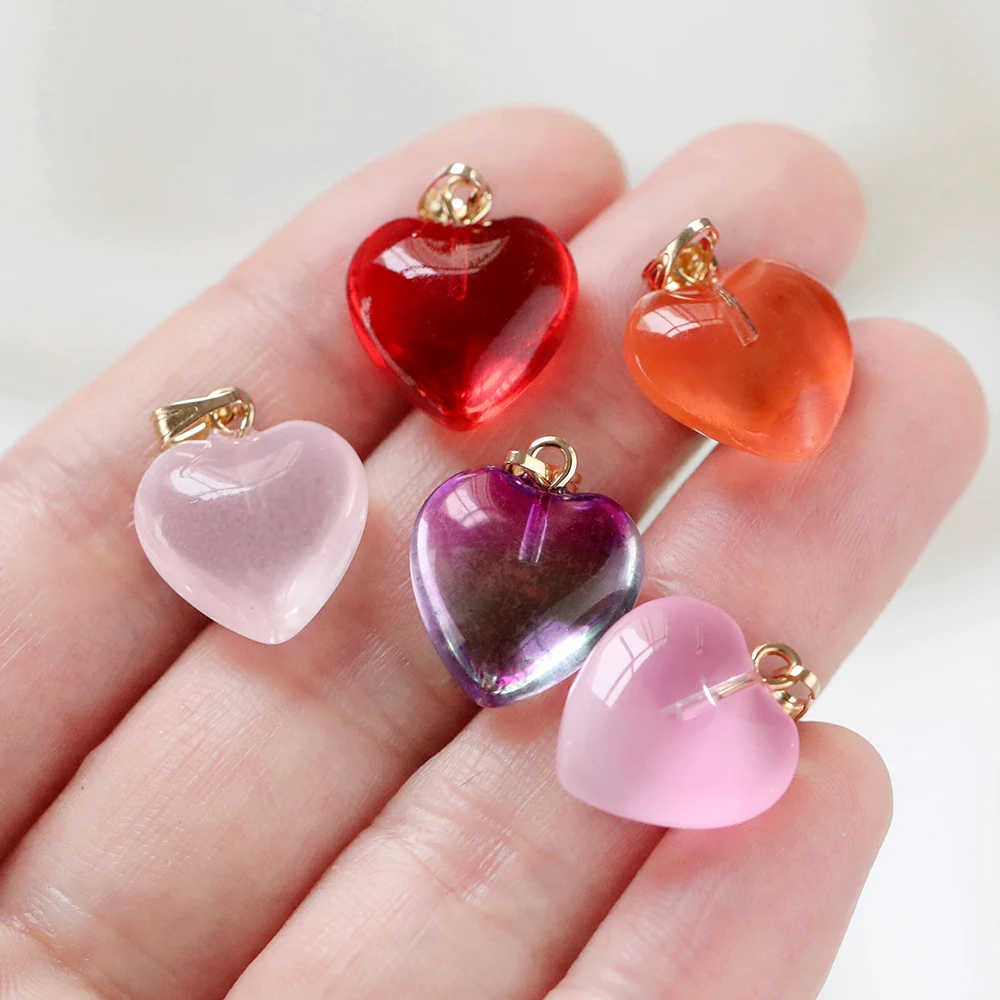 10 pçs/lote lampwork cristal vidro amor coração contas encantos pingente diy artesanal jóias fazendo colares brincos acessórios