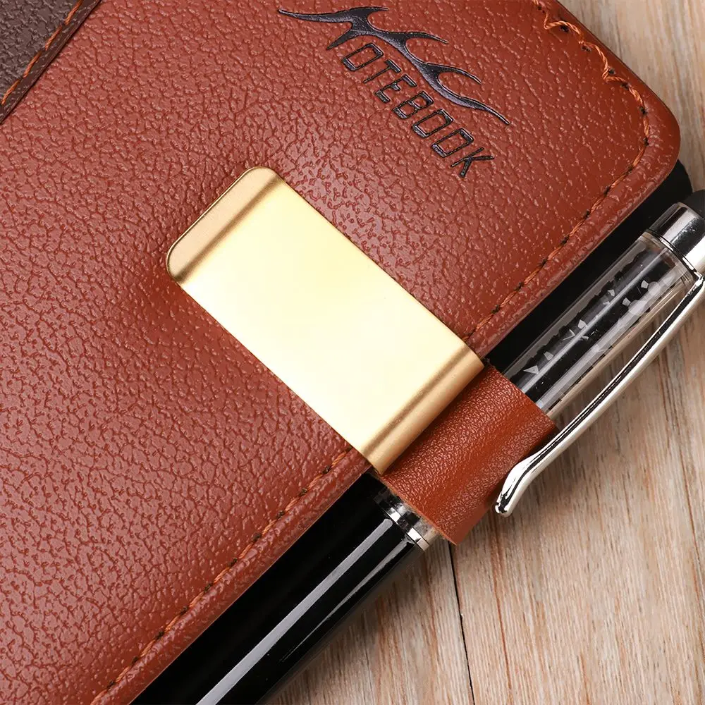 Clip in ottone in pelle fatta a mano in acciaio inossidabile portapenne in acciaio inossidabile Clip Journal Notebook cartella di carta forniture per ufficio scolastico