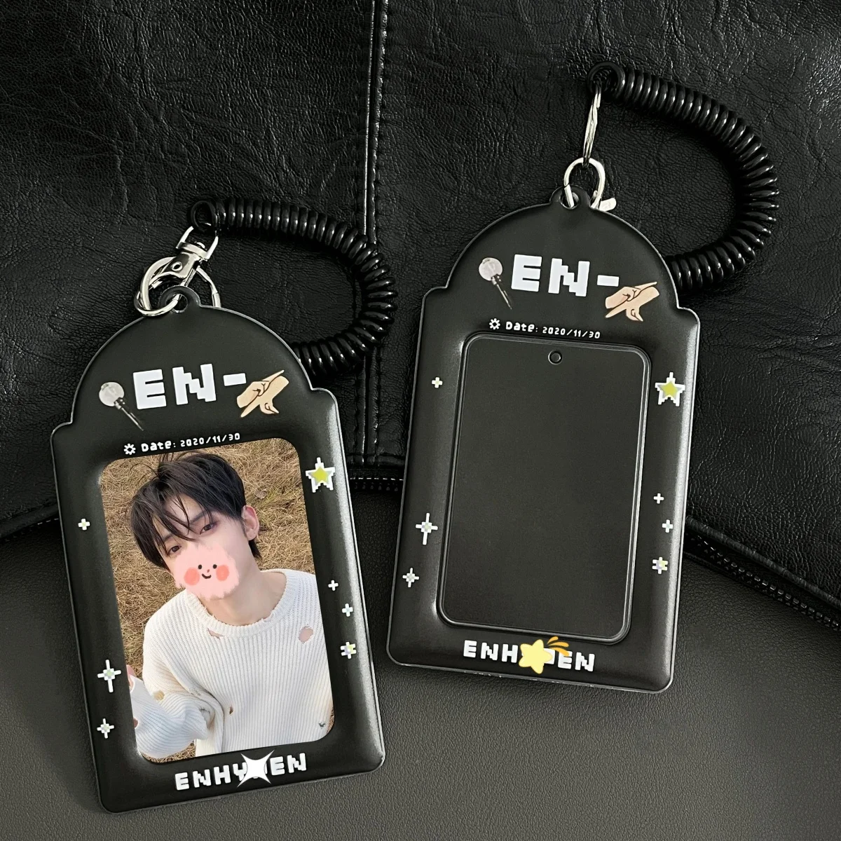 Black En Card Holder,Kpop EN Photocard Holder Matte Texture PC Storage Show Star Idol Commodity Suitable for EN Fans