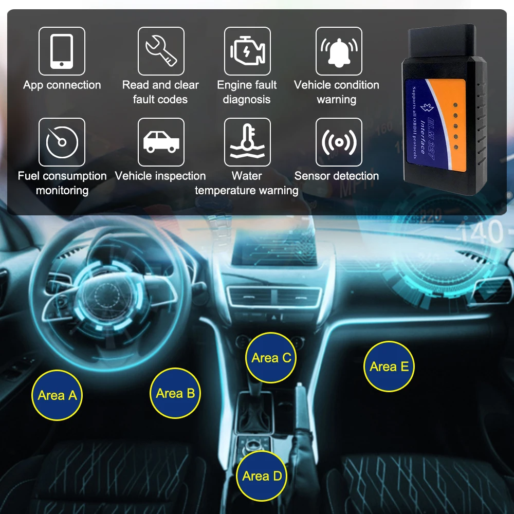Escáner OBD2 ELM327 Detector de diagnóstico de coche herramienta lectora de código V1.5 WIFI Bluetooth OBD 2 para IOS Android herramientas de reparación de escaneo automático