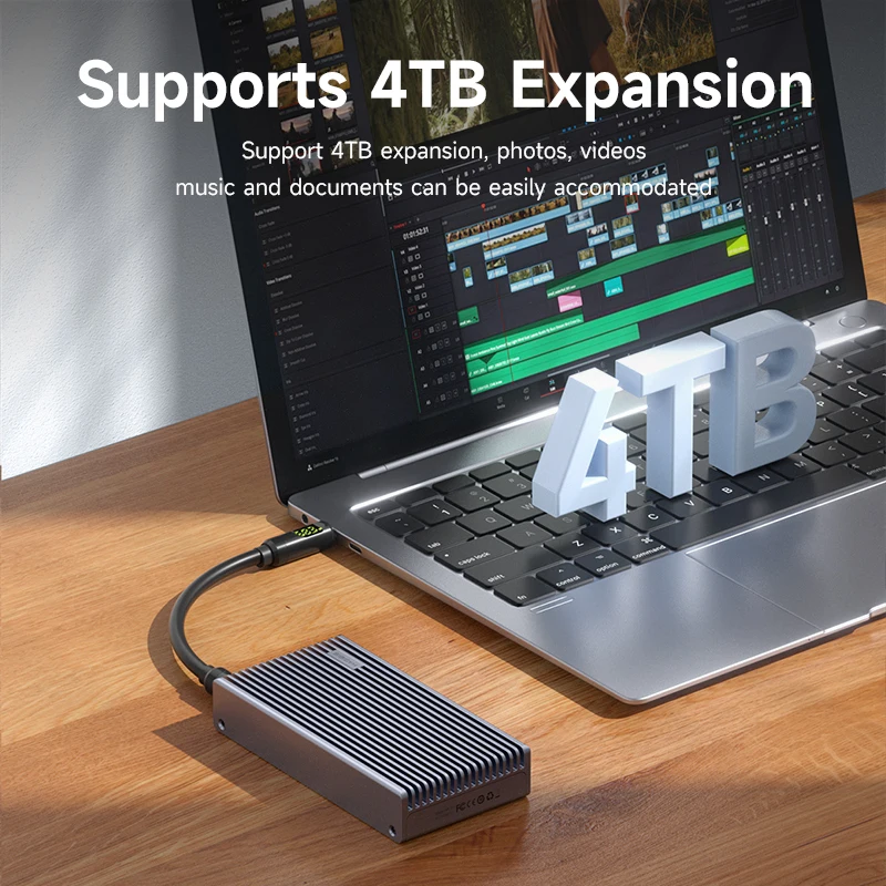 Hagibis 40Gbps USB4 M.2 NVMe SSD Enclosure With LED Display USB4 Cable for Thunderbolt 4/3 USB 3.2/3.1/3.0 B+M M-Key SSD Case