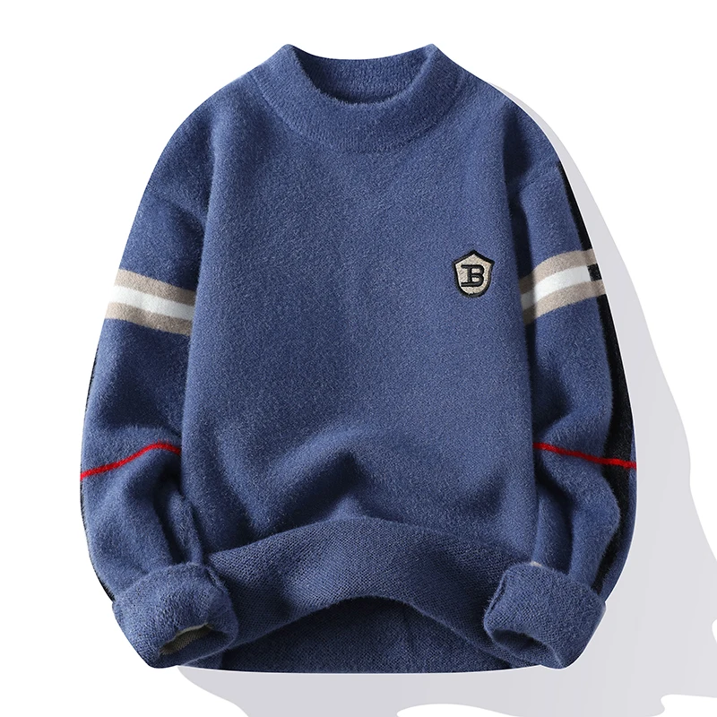 Herren reiner Nerz Kaschmir pullover Pullover Winter Herren warmer und modischer locker sitzender Langarm pullover Fleece pullover