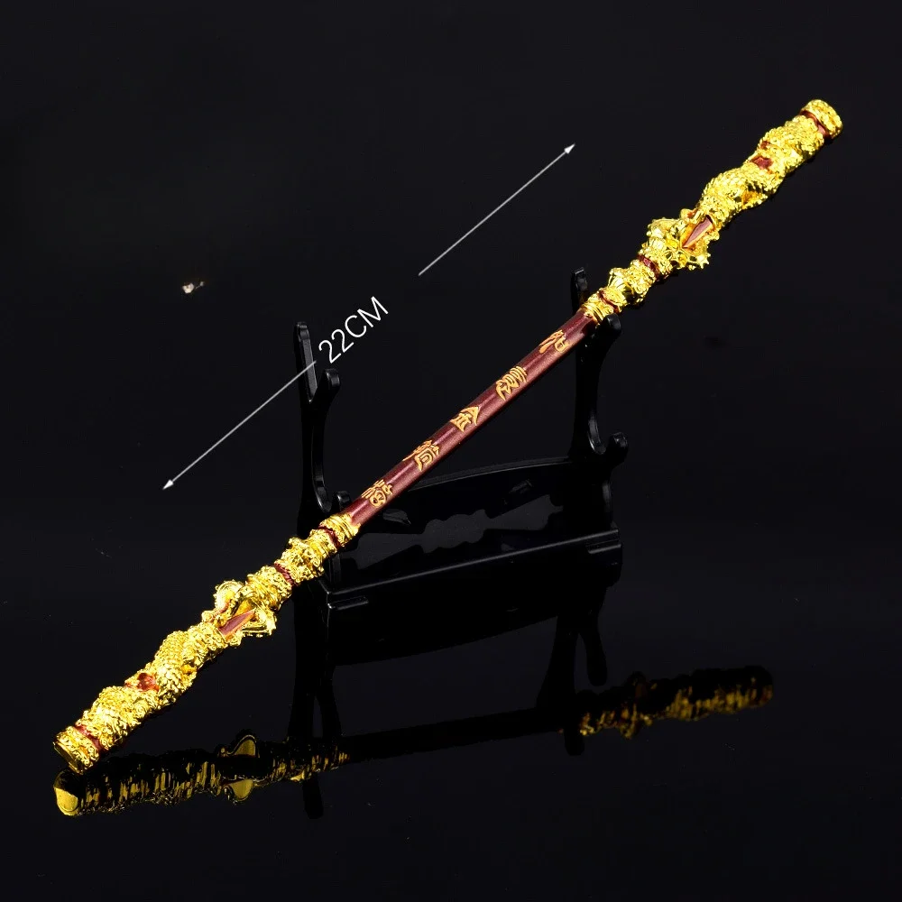 ใหม่ 22 ซม.สีดําตํานาน: WuKong อาวุธ Sun Wukong Monkey King บาร์โลหะ Elite แกะสลักดาบเกมอุปกรณ์ต่อพ่วงเทศกาลของขวัญของเล่นเด็ก