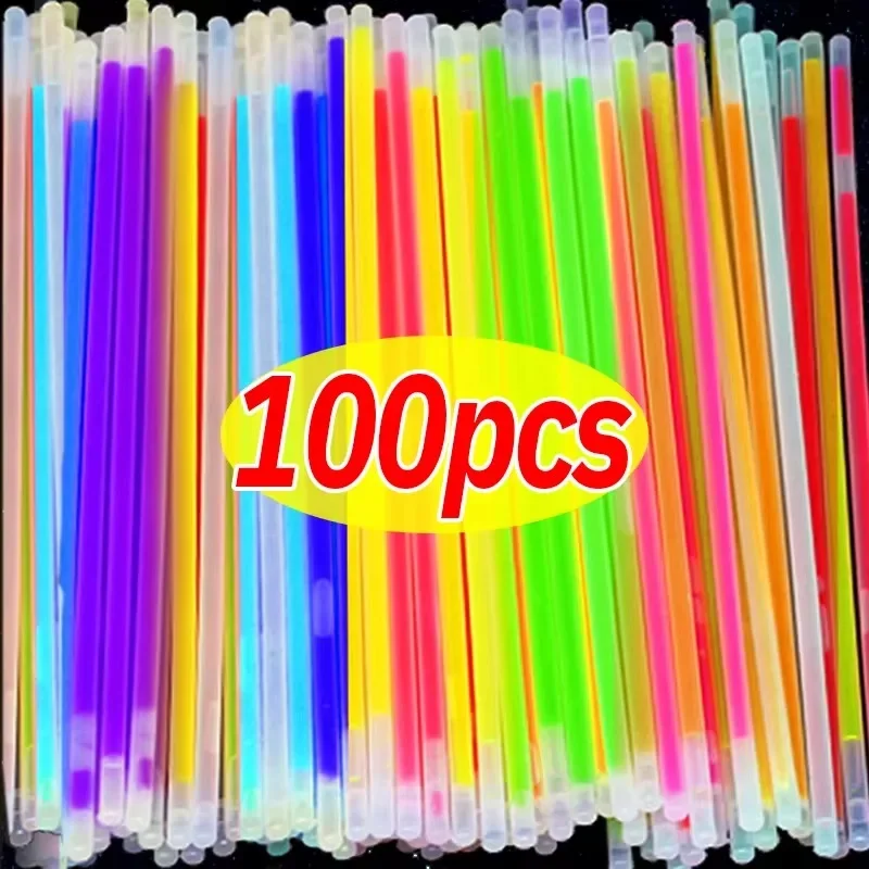 10/100Pcs Fluoreszenz Sticks Party Mehrfarbige Leuchtende Stick Helle Bunte Licht Helle Biegsamen Glow Armband Party Liefert