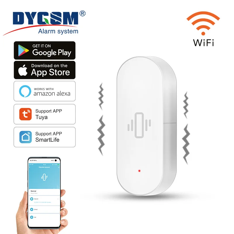 Tuya Smart Home WiFi Vibration Sensor Erkennung Smart Leben APP Benachrichtigung Echtzeit Motion Shock Alarm Geschichte Rekord Sicherheit