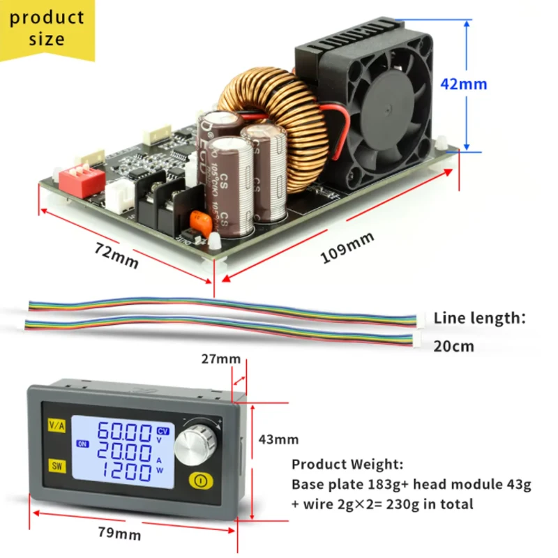 XY6020L CNC Direct Current Stabilized Voltage Power Supply Base Plate Constant Voltage and Current Step-down Module
