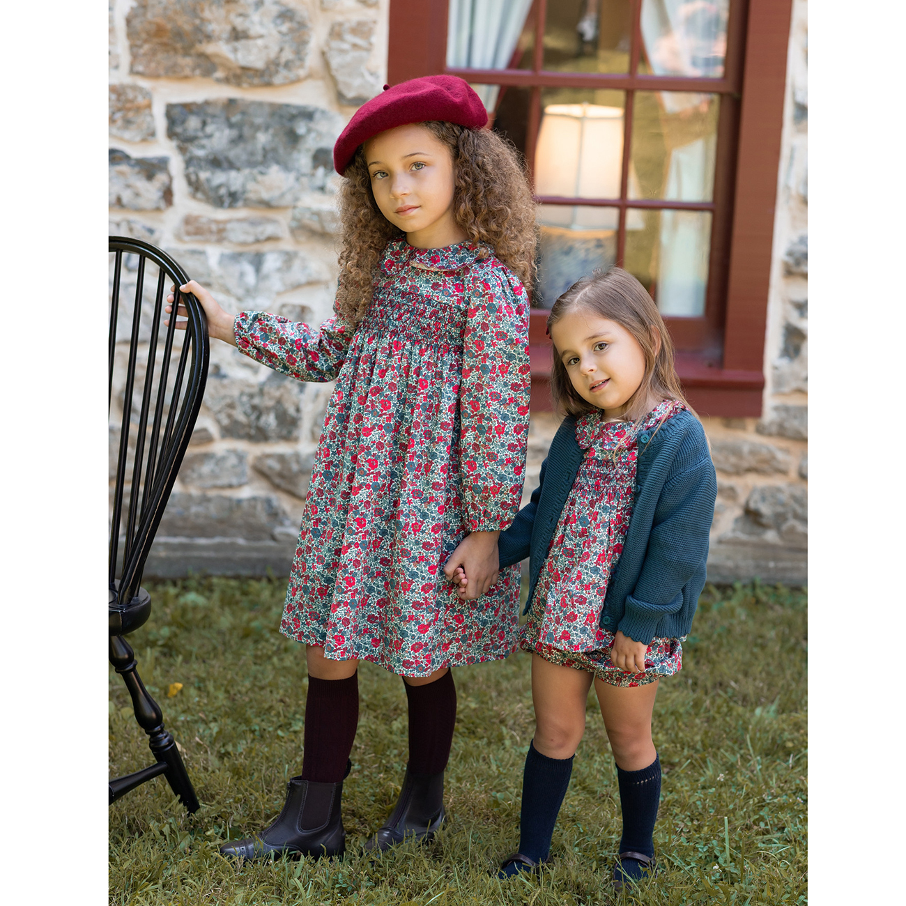 AP Ruby Floral Collection AW25, vestido ahumado, conjunto de ropa para bebé, conjunto de ropa para niña, trajes a juego para la familia, ropa dulce de algodón