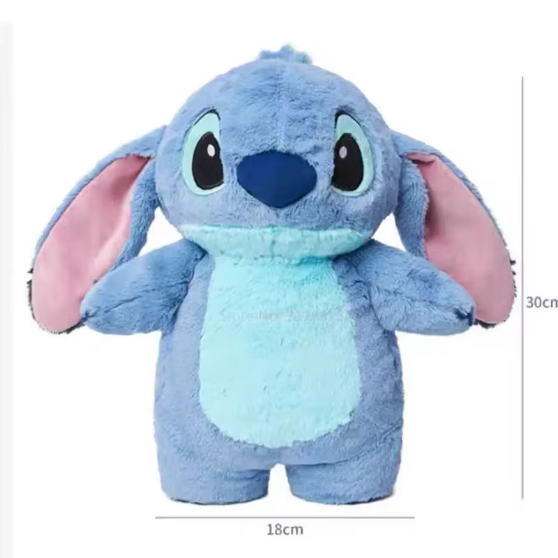 Stitch Angel Lotso botella caliente de mano de felpa, botellas de agua caliente Kawaii, bolsa de mano cálida portátil suave de invierno, juguetes de Anime, regalo de Navidad