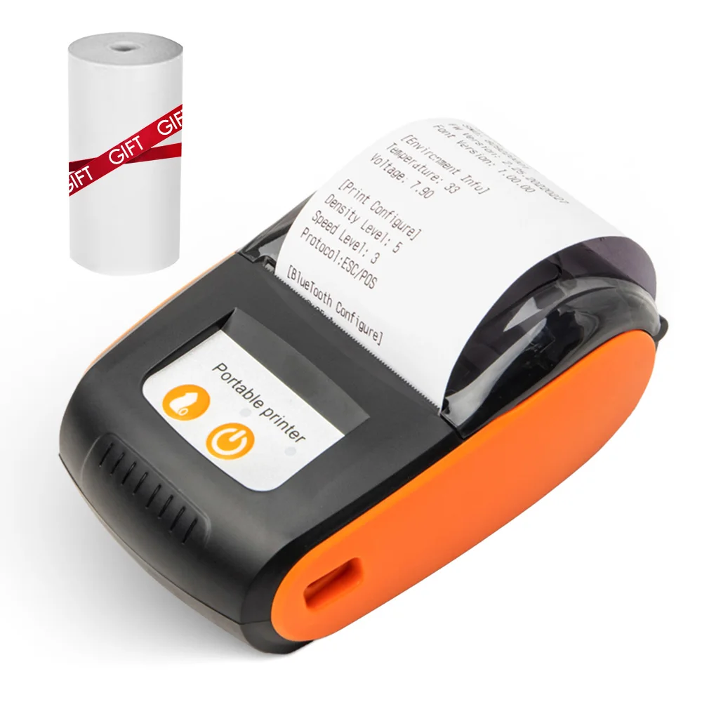 Mini imprimante de reçus, impression thermique sans fil, BT, USB, imprimante mobile, compatible avec Android, iOS, système Windows, 58mm