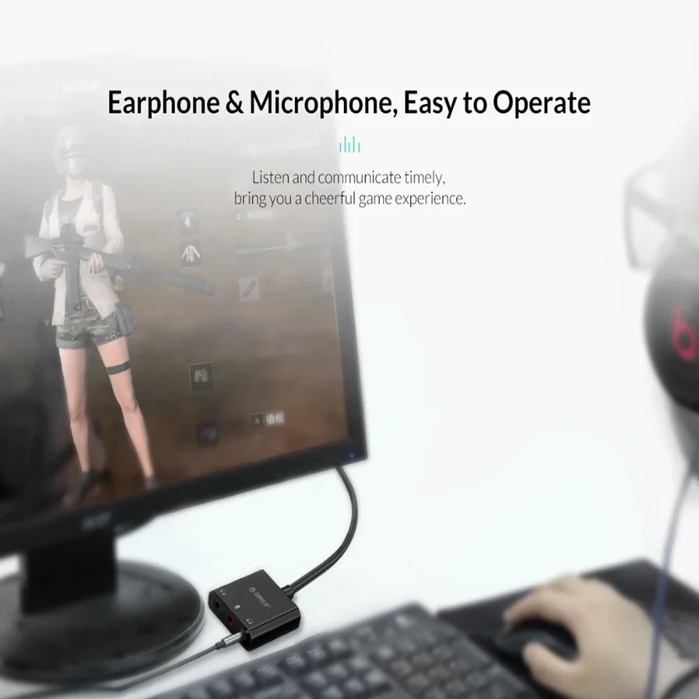 SC2 Externe USB-Soundkarte, Audio-Buchse, 3,5-mm-Kabeladapter, Lautstärkeregelung, treiberfreies Stereomikrofon, Lautsprecher, Headset