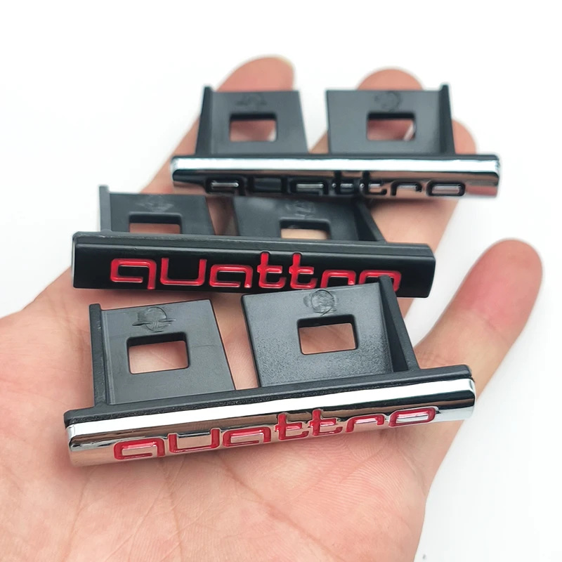 3d ABS Chrome Logo Quattro Emblem  Car Front Grille Badge For Audi A1 A2 A3 A4 A5 A6 A7 A8 Q2 Q3 Q7 Q5 Quatteo Badge Accessories