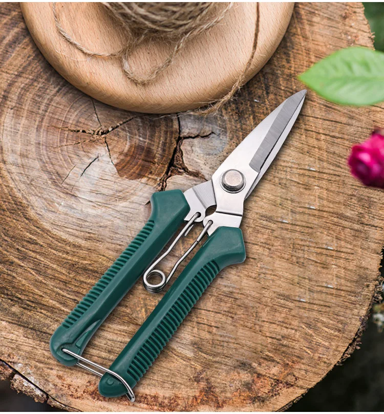 Tijeras de podar de cabeza recta, mango antideslizante, herramientas manuales de acero inoxidable, tijeras de jardín para bonsái domésticos, tijeras de podar
