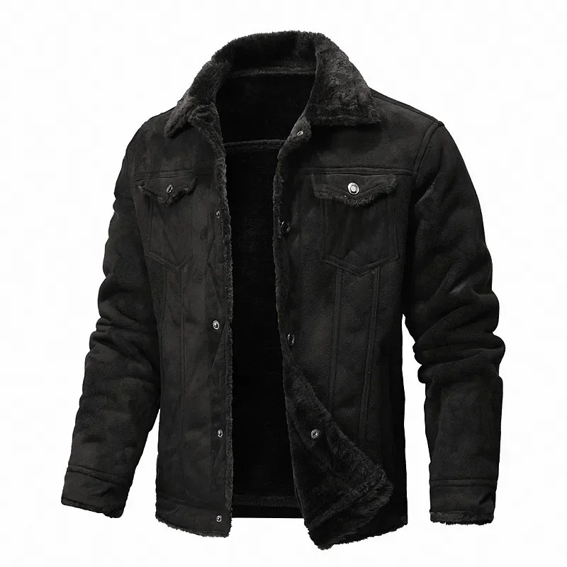 Winter Männer Wildleder Leder Mantel Hochwertige Männliche Verdicken Warme Jacke Jugend Mode Lässig Mantel Männer Kleidung Herren Leder Jacke