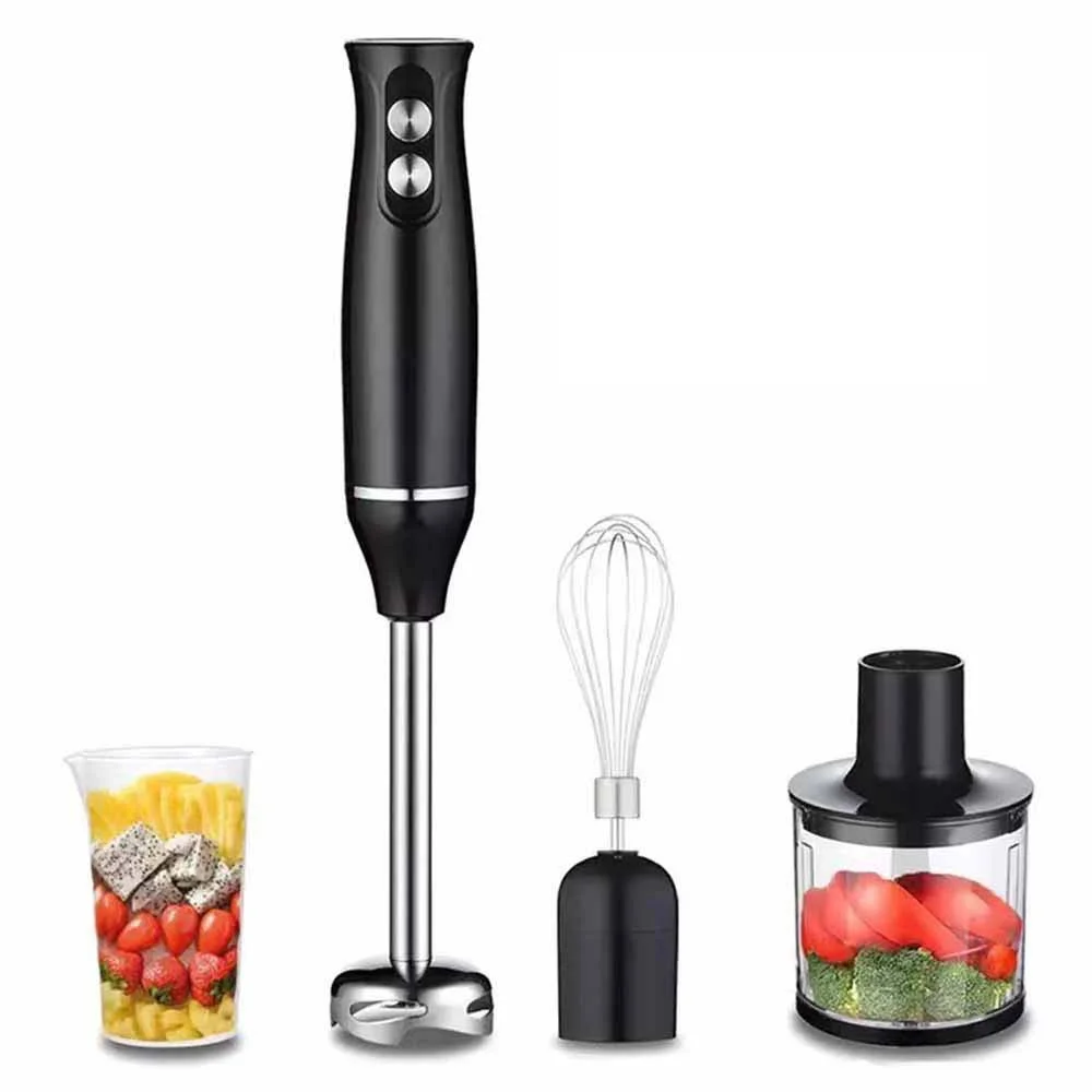 500 W elektrischer Stab-Stabmixer, 4-in-1-Handmixer, Edelstahlklinge, Gemüse, Fleisch, Eintauchen, Schneebesen, Entsafter-Set