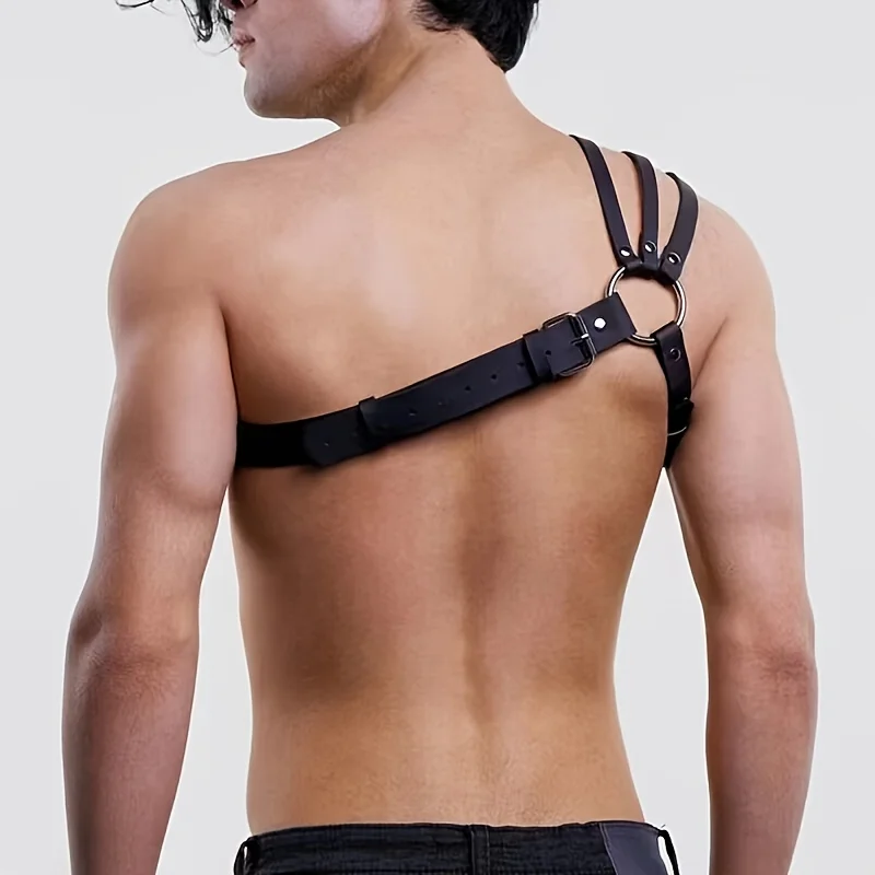 Street Punk Style Men's Shoulder Strap Faux Leather Strap Carnival Party Sexy Suspenders Accessories