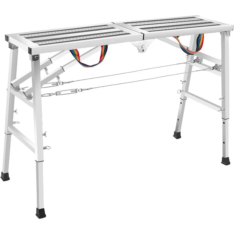 Scaffolding Adjustable & Multi-Function Work Platform, 700lbs Capacity, Portable Folding Aluminum Step Ladder for High Paint