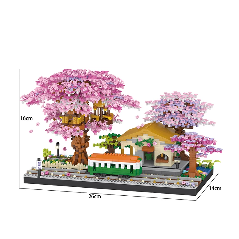 MINI SAKURA Tree Building Blocks ชุด DIY Cherry Blossom อิฐ Light Treehouse ชุดเครื่องประดับของขวัญโรแมนติกสําหรับแฟน