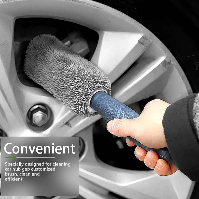 Seametal escova de aro de pneu de roda de carro de microfibra, ferramenta de limpeza de roda automática, toalha de lavagem com alça de plástico, acessórios de lavagem de carro
