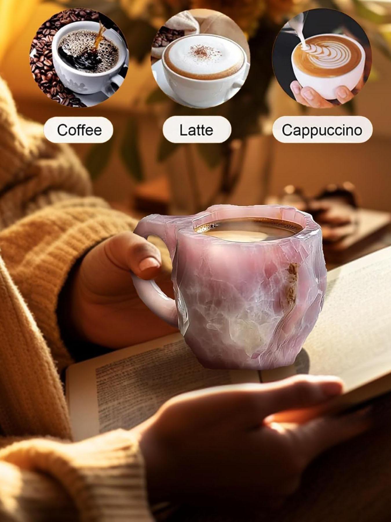 Mineraalkristal koffiemok 2025, nieuwe kleur, natuurlijk mineraal kristal - elegant kerstcadeau voor thuis en op kantoor, ideaal voor Christus