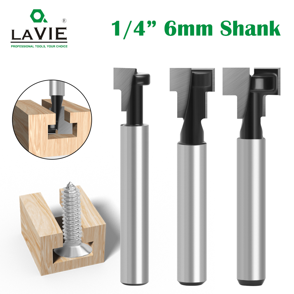 LAVIE 6 мм 1/4 хвостовика, черная фреза для замочной скважины, фреза с Т-образным пазом, деревообрабатывающая фреза для инструментов по дереву, торцевая фреза, концевая фреза C06