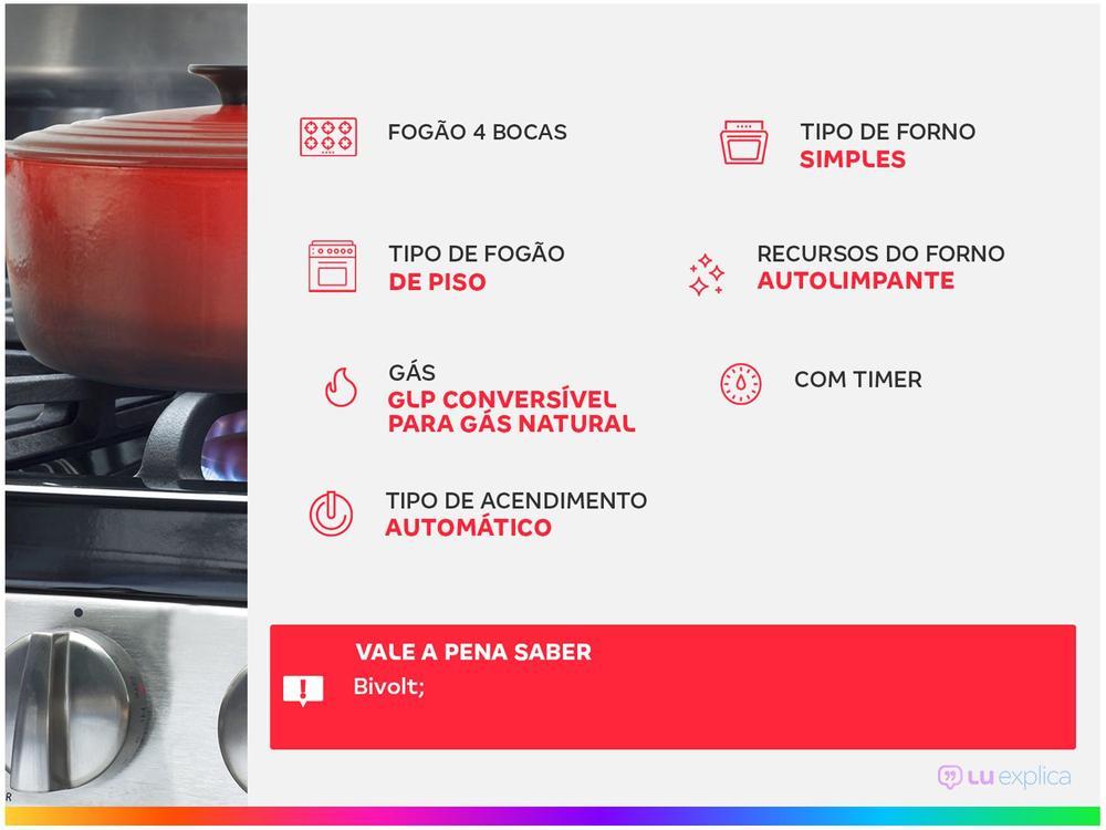 Fogão 4 Bocas Esmaltec Branco - Bivolt