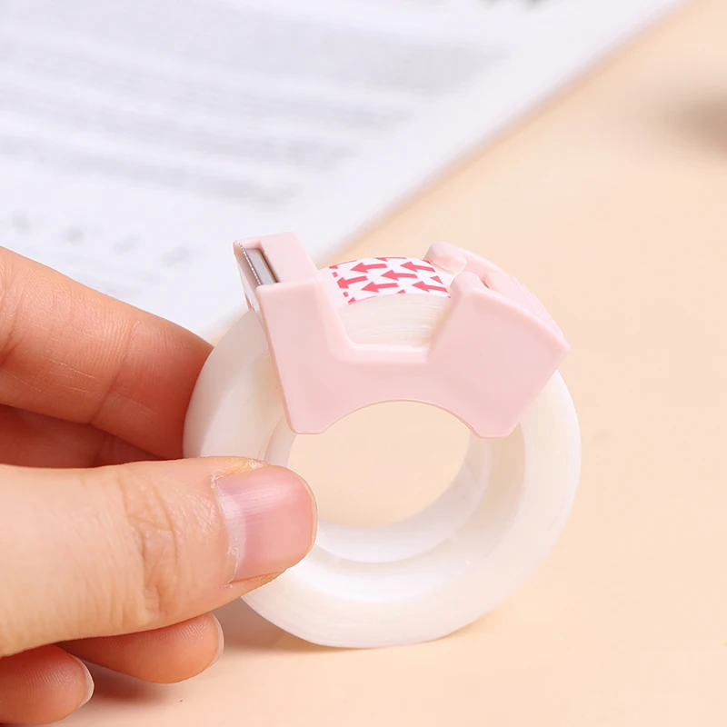 Portable Tape Dispenser Writable Clear Adhesive Tape with Tape Cutting Tool Writable Invisible Correction Tape School Stationery