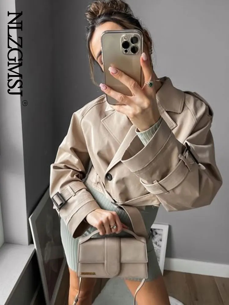 2024 Riem Cropped Geul Lente Jas Vrouwen Vintage Streetwear Double Breasted Lange Mouw Top Vrouwelijke Jas Outfits