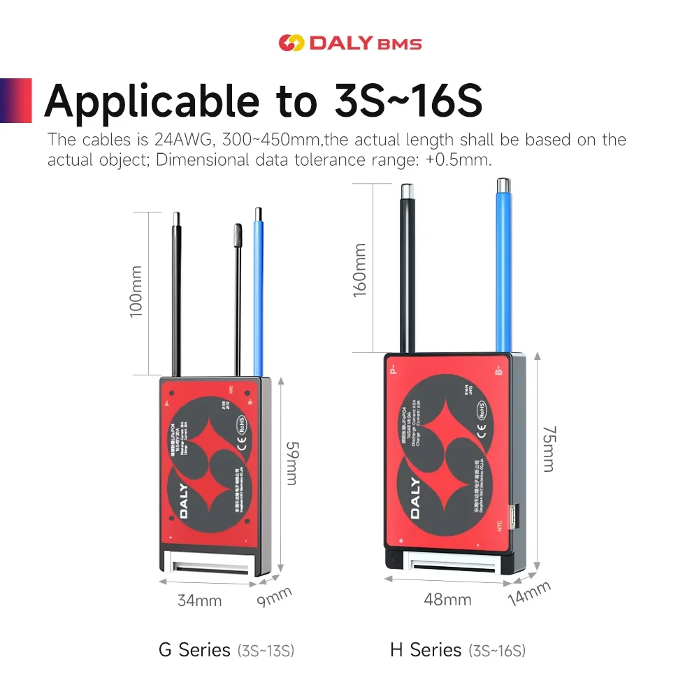 DALY BMS18650 NTC 10S 36V 13S 48V 20A 40A 60A Batería de iones de litio con equilibrio Protección de corte de baja temperatura y alta DalyBMS