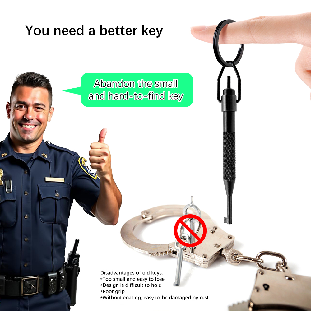 Универсальный спиннер для наручников BK-02B, изготовленный из высокоуглеродистой стали и алюминиевого сплава, включает брелок для ключей.