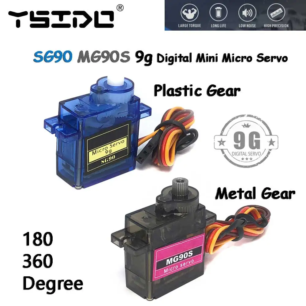 SG90 MG90S 9g Cyfrowy Mini Micro Servo 180/360 stopni do helikoptera Rc Samolot Mini łódź Samochód MG90 9G Trex 450 RC Robot